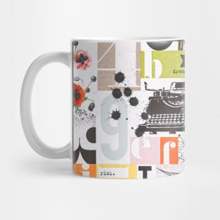 Abstract grunge effect background numbers and objects Mug